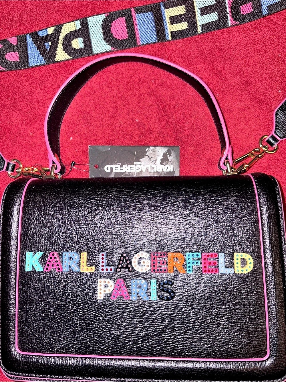 NWT Karl Lagerfeld Black & Pink Shoulder bag